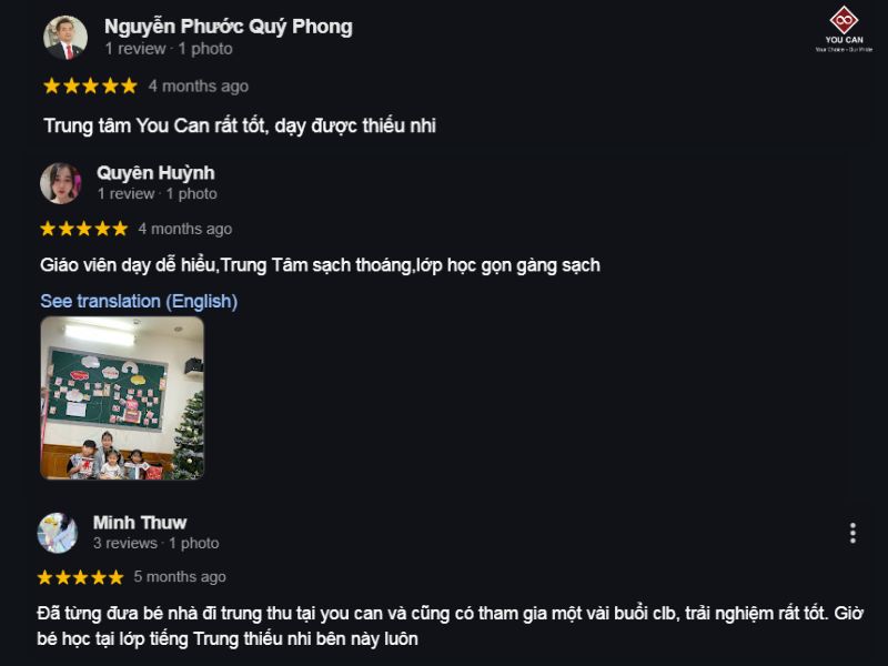 Cảm nhận của phụ huynh