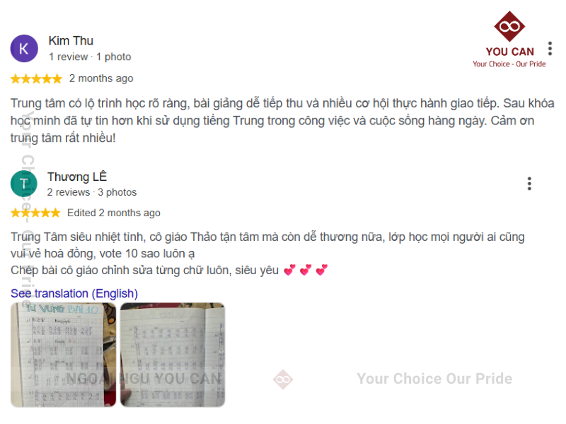Cảm nhận của học viên tại Ngoại ngữ You Can